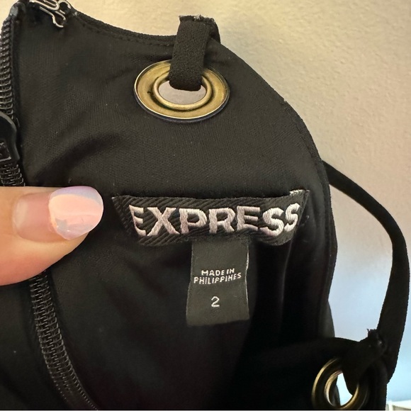 Express Grommet Racerback Wide Leg Jumpsuit Black - Picture 6 of 6